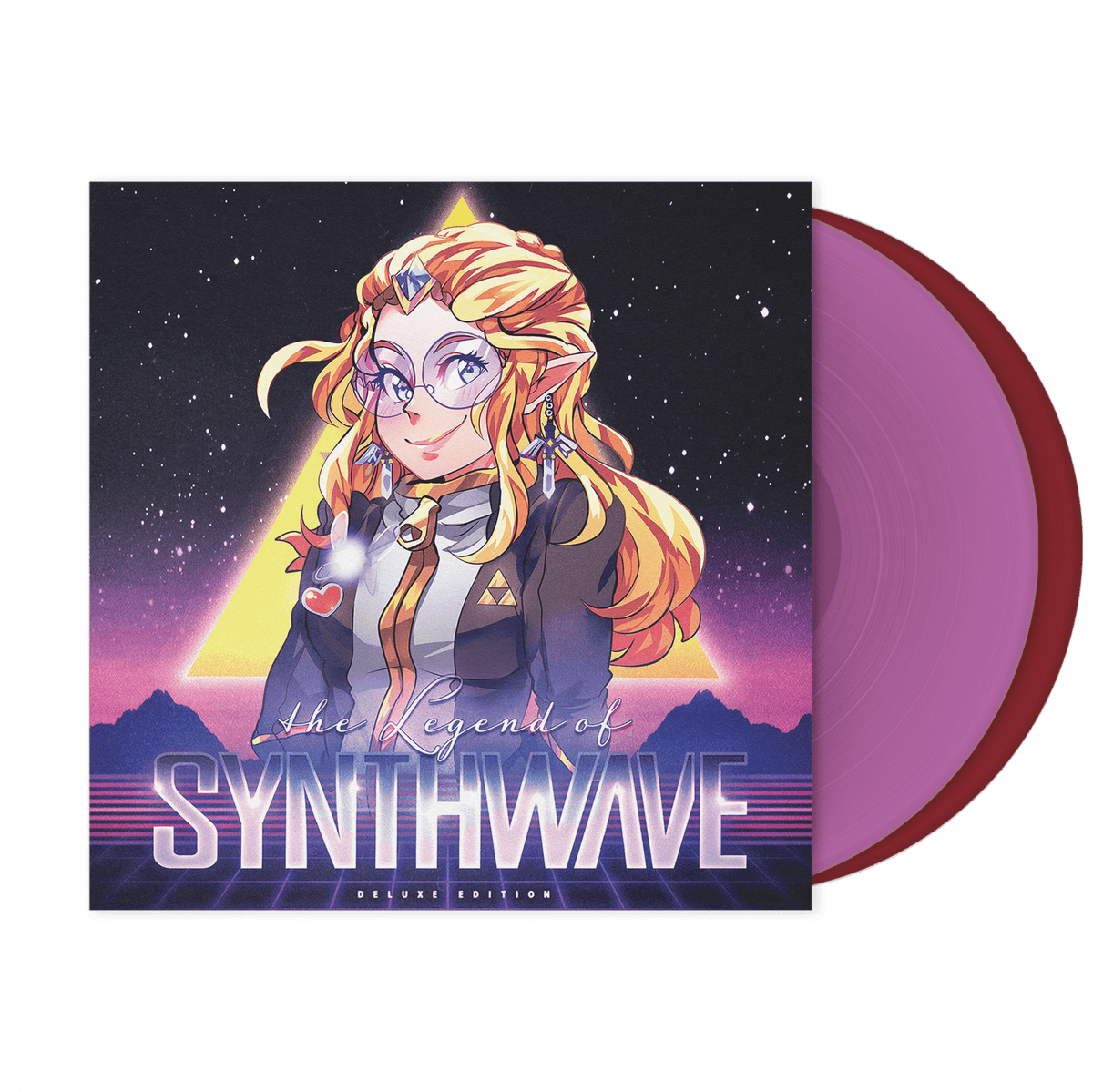 Legend of Synthwave Deluxe double vinyl featuring oxblood red and purple vinyl