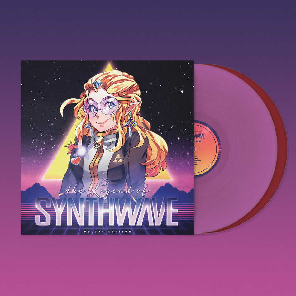 Legend of Synthwave Deluxe double vinyl featuring oxblood red and purple vinyl