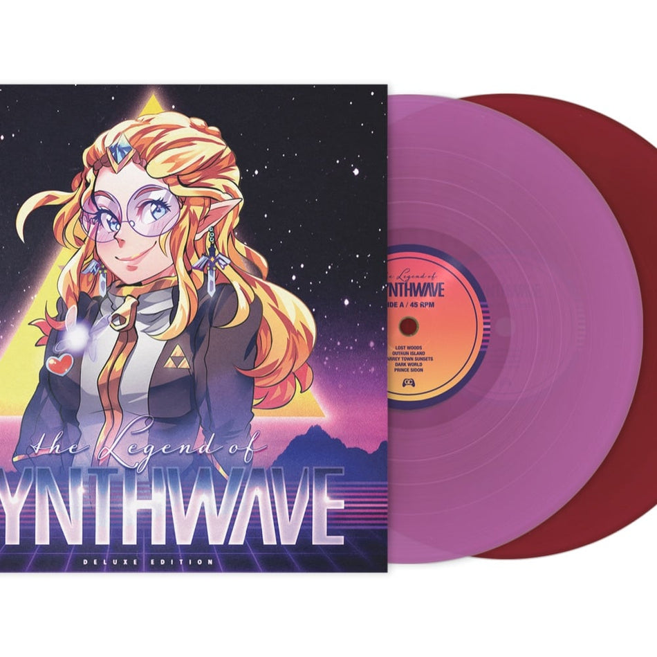 Legend of Synthwave Deluxe double vinyl featuring oxblood red and purple vinyl