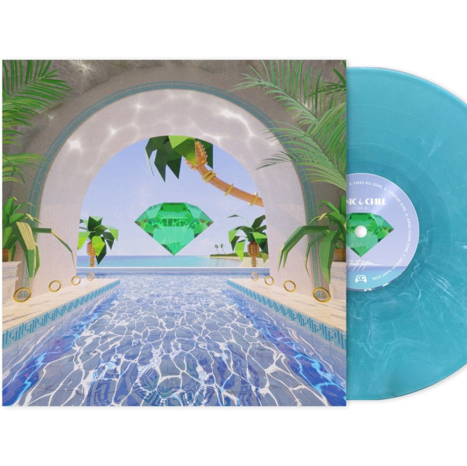 Sonic & Chill future funk vinyl record on Maui Blue vinyl