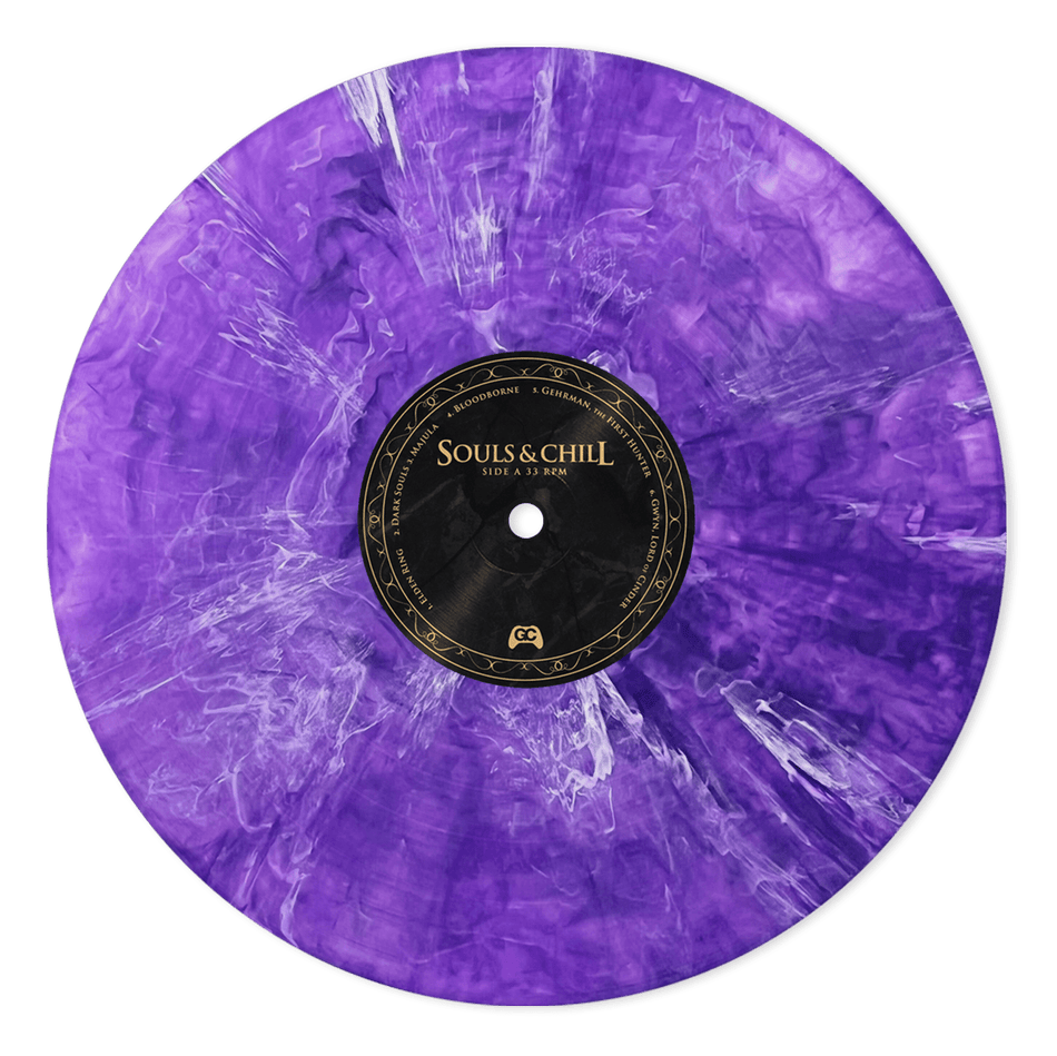 Purple swirl colored vinyl LP for Souls & Chill GameChops album.