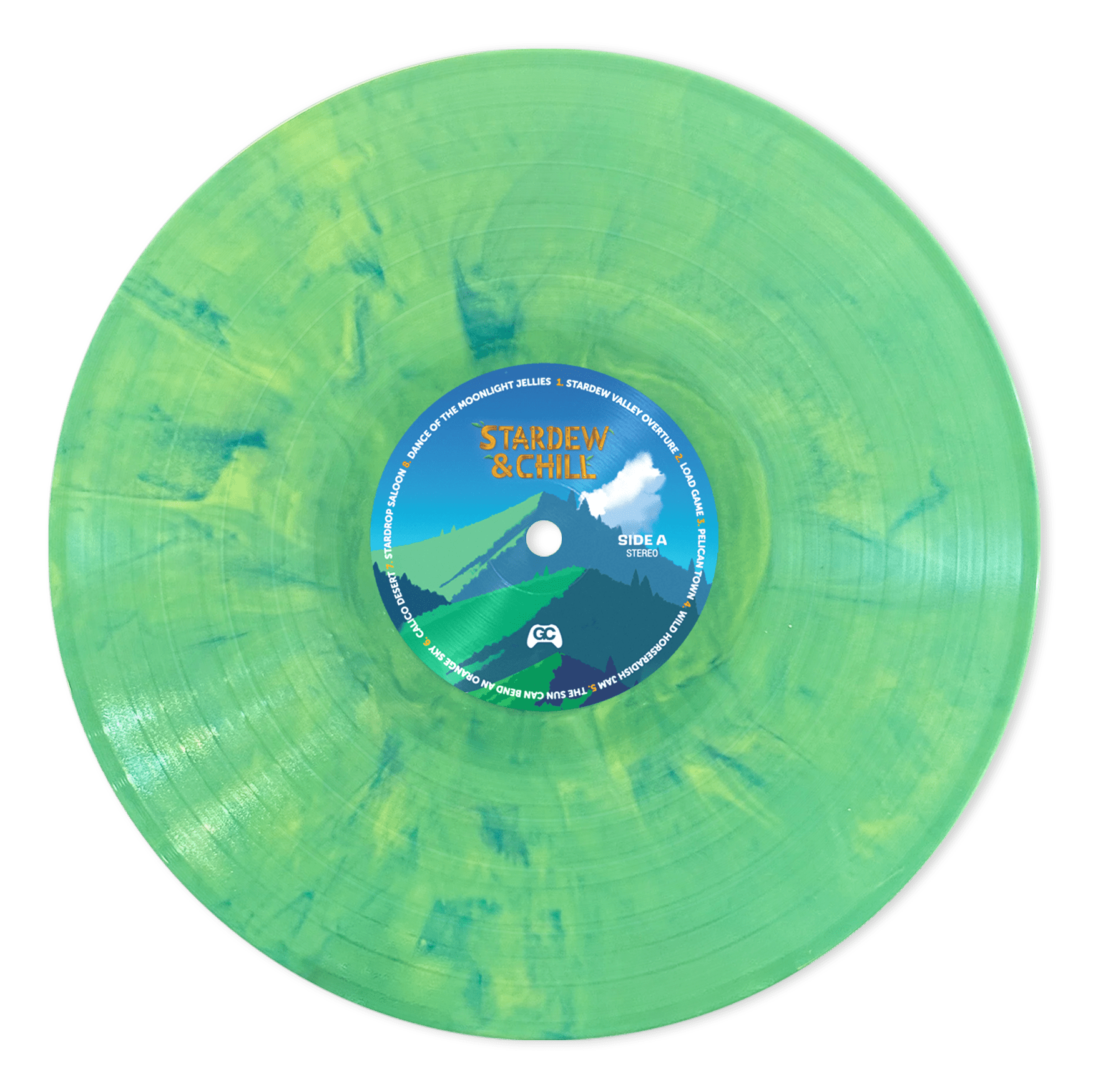 Stardew & Chill lofi covers of Stardew Valley on grassy green hand-poured marble vinyl