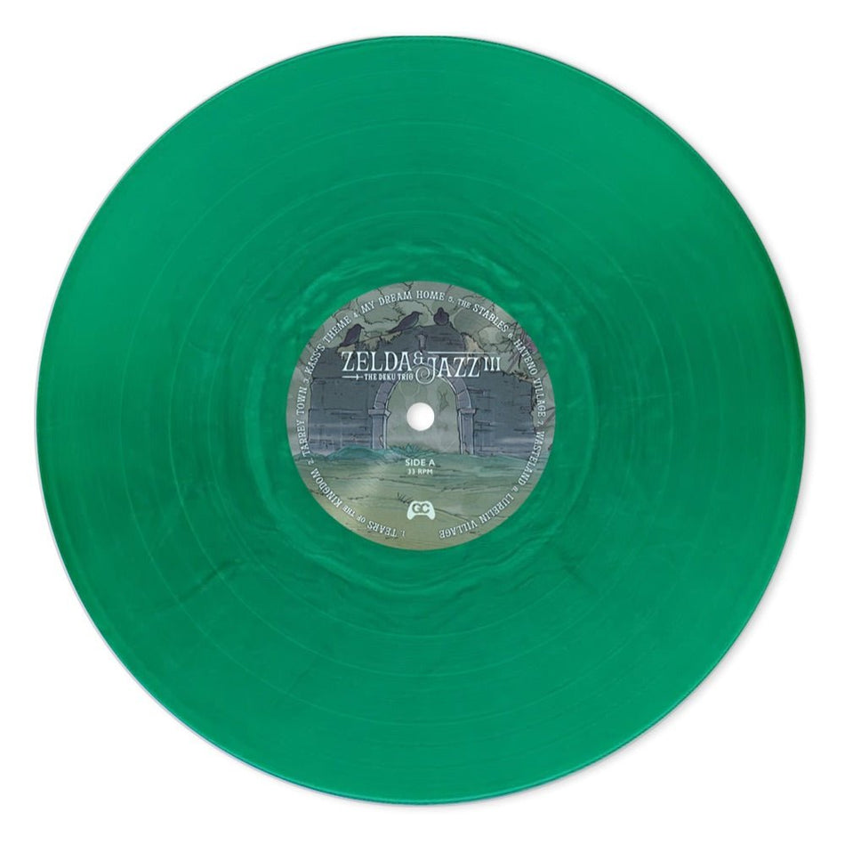 Close up of Zelda & Jazz III colored vinyl record for audiophile listening