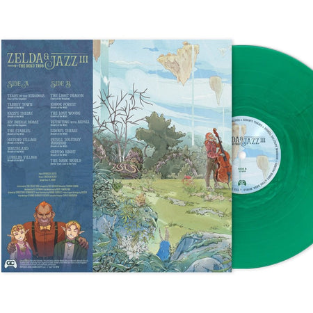 Back cover and tracklist for GameChops Zelda & Jazz III vinyl featuring Tears of the Kingdom and Breath of the Wild arrangements.
